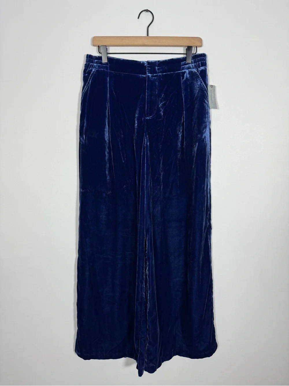 WP87 {Anthropologie} Short Petite Bright Blue Velvet Velour Wide Leg Dress Pants